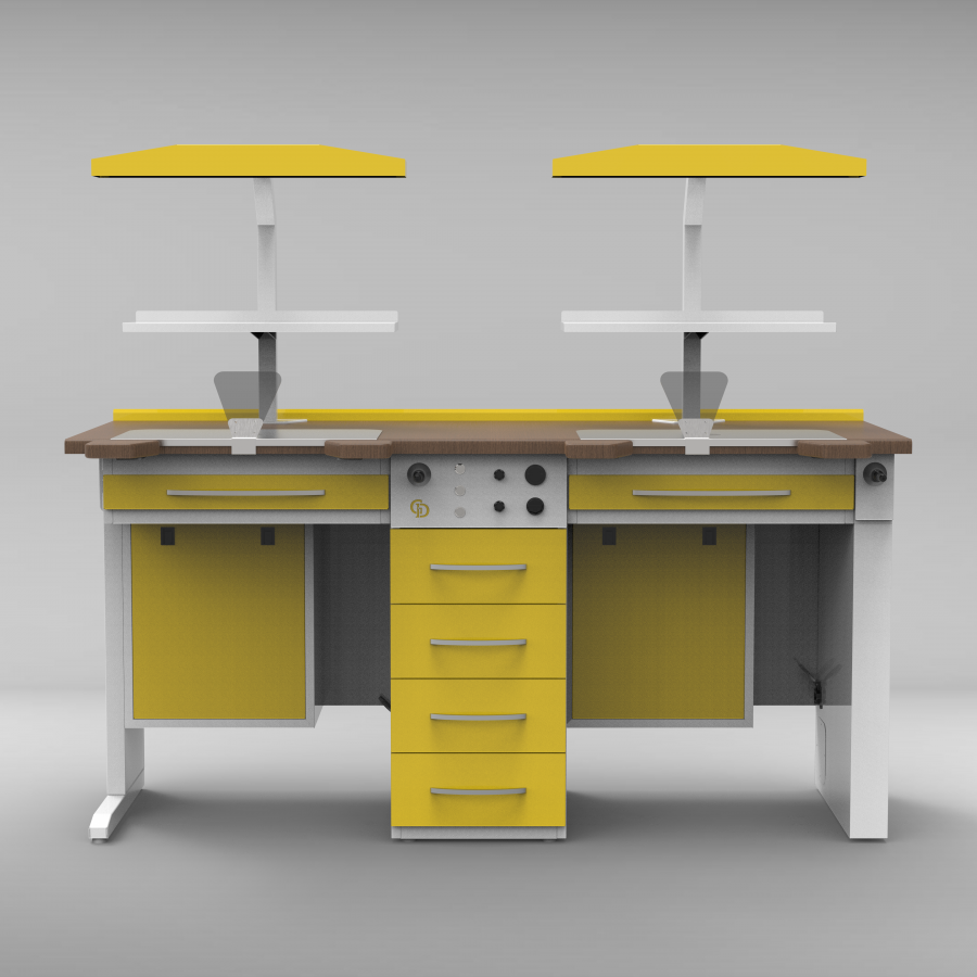 LB-Y - Double Dental Workbench (Single Vacuum)